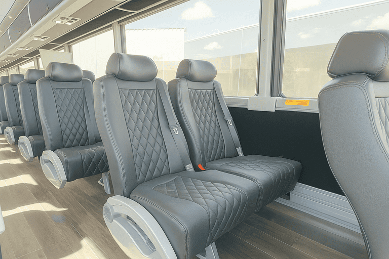 interior of Vancouver Minibus Company charter bus