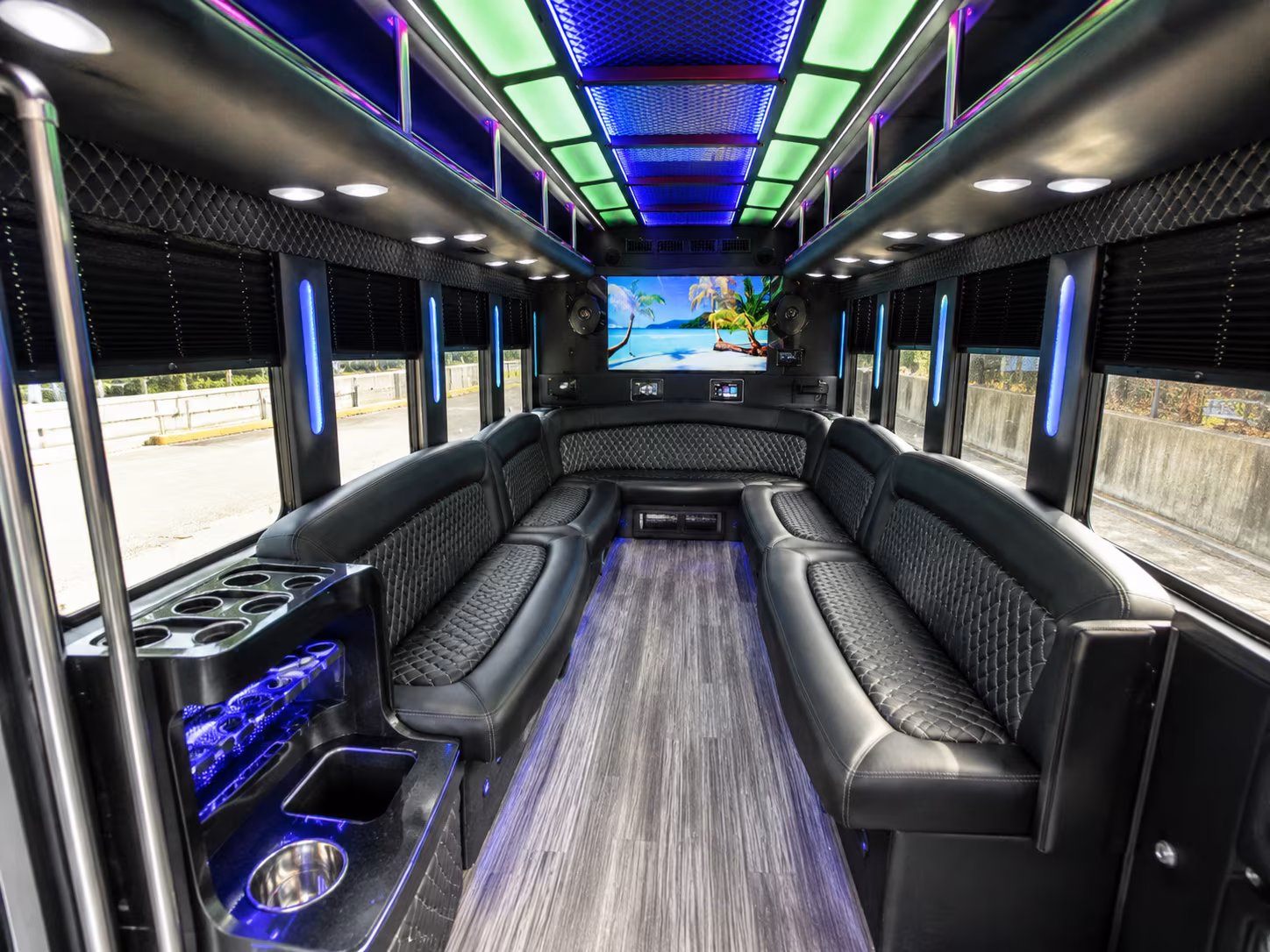 vancouver 18 passenger party bus inside