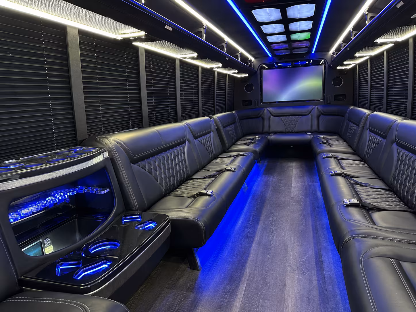vancouver 20 passenger party bus inside